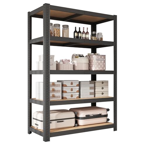 DAYONG 5 Tier Metal Storage Rack, Shelving Units, Storage Shelves, Shelf Storage Organizer for Kitchen, Living room, Bedroom, Office, Balcony (Black)