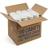 SGWEB professional 100 Paia Ciabatte di Cortesia per Hotel, Alberghi, Spa in TNT - Confezionate Singolarmente, Suola Antiscivolo - Pantofole Monouso Chiuse 28,5 x 11,7 cm - 42 g – Bianco (Mod. Chiuso)