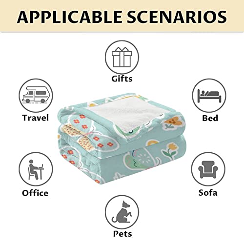 Butterfly Blanket Gifts - 60"x80" Cute Throw for Women, Girls - Green Soft Fuzzy Blankets for Bed, Couch & Living Room