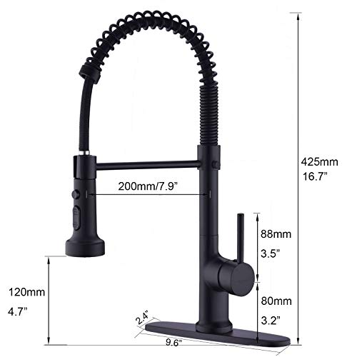 Delle Rosa Kitchen Faucet, Commercial Kitchen Faucet, Modern Single Handle 360 Degree Swivel High Arch Pre-rinse Farm Kitchen Faucet with Deck Plate, Brushed Nickel - Thumbnail 3