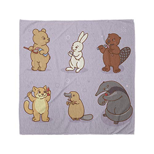 Ambesonne Animals Bandana, Creatures Brushing Teeth, Unisex Head and Neck Tie