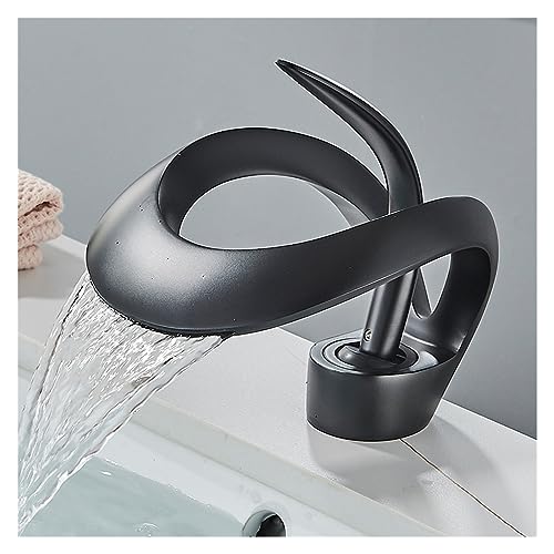 Robinet de lavabo noir cascade mitigeur eau chaude et froide - 5