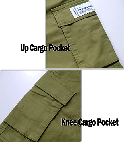 Tlaenson Boys Cargo Pants Cotton Casual Pants Drawstring Loose Jogging Bottoms Elastic Cuffed Cargo Joggers Green 6-7 Years #TOP3