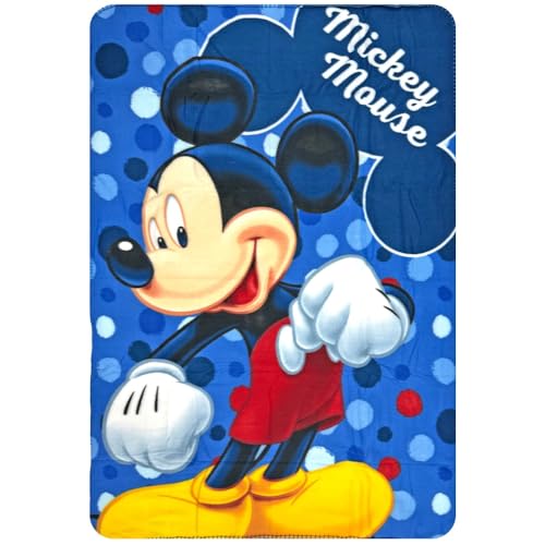Couverture en polaire pour enfants Topolino Disney 100 x 140 cm - Plaid doux en polaire 100% polyester 220 g/m² - Chaude et légère, idéale pour la chambre...