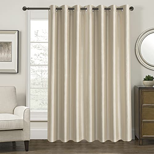 Image of GYROHOME Extra Wide Blackout Curtain for Sliding Glass Door, Faux Silk Blackout Curtains (Beige Liner) Fully Lined Solid Window Treatment Drapes (1Panel,100x84inch,Light Gold)