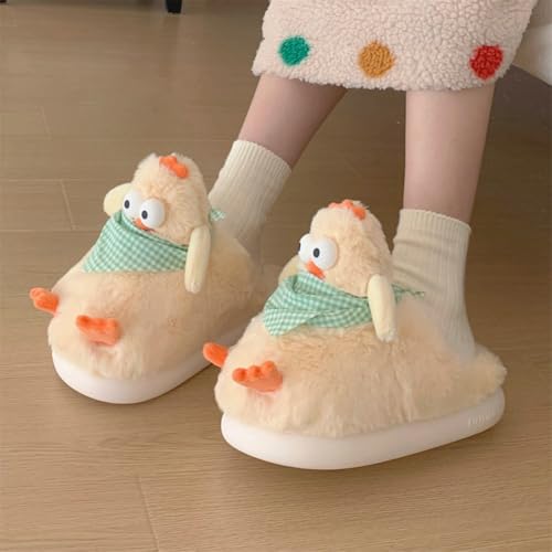Image of Halemet Cute Chicken Slippers for Women Cartoon Animal Slippers for Women Cozy Plush Non-Slip House Slipper Indoor Outdoor