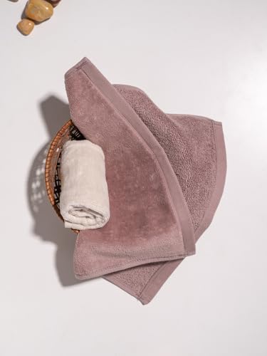 Image of DAMENSCH 100% Cotton Face Towel, Super Soft Gym for Workout, Ultra Absorbent Towel for Women, Quick Dry, Long Lasting Colours Face Towel Set-Serene Beige, Dusty Pink I