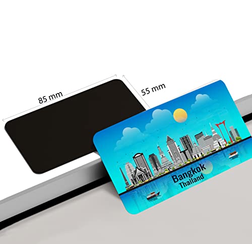 Image of dhcrafts Rectangular Rubber Fridge Magnet /Magnetic Card Blue Thailand Bangkok Design Pack of 1 (8.6cm x 5.4cm)