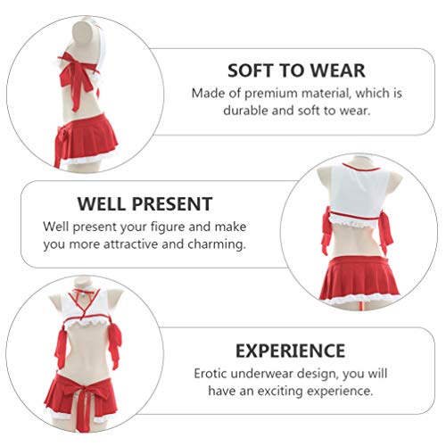 ABOOFAN Womens Lingerie Set Auto Tie Ruffle Guarnição Sutiã E Calcinha Set Com Tiras Babydoll Bodysu