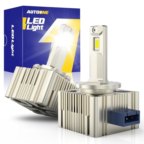 Image of AUTOONE D1S Led Bulbs, 70000LM 6000K Cool White, 1400% Brightness, D1R Lamps Replacement for Cars, Plug and Play (Pack of 2)