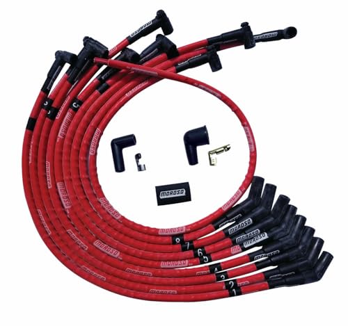 Moroso 52570 Ultra Series Red Spark Plug Wires, Small Block Ford 260/289/302, 135 Degree Plug Ends, HEI Distributor by Moroso - Used condition - US$119.58