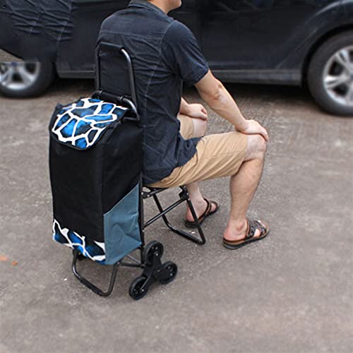 QWZ Einkaufstrolley mit 6 Rädern, leicht, tragbar, zusammenklappbar, mit Sitz, Einkaufstrolley (Farbe: C) – Bild 8