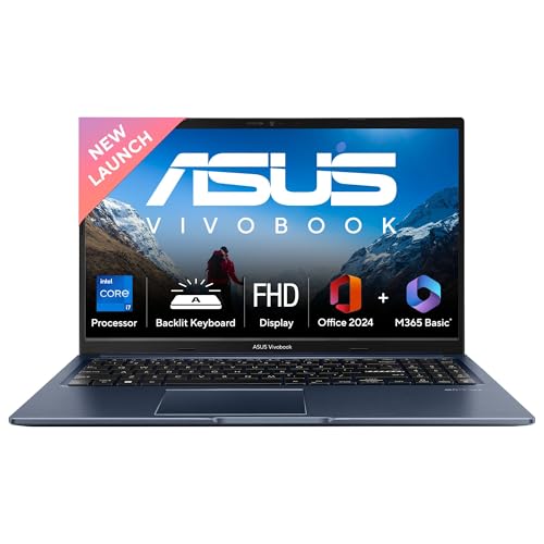 ASUS Vivobook 15,13th Gen,Intel Core i7-13620H(Intel UHD iGPU/16GB RAM/1TB SSD/FHD/15.6'/60Hz/Backlit Keyboard/42Whr/Windows 11/M365 Basic (1Year)*/Office Home 2024/Quiet Blue/1.7 Kg)X1502VA-BQ1298WS