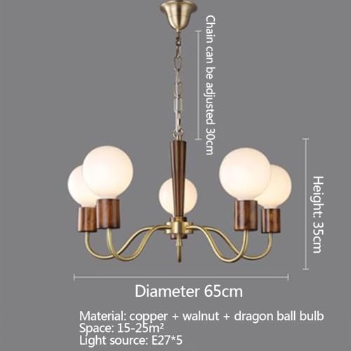 Plafonnier Magic Bean 5 têtes en bois rustique pour éclairage modulable