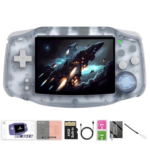 Image of RG34XX Retro Handheld Game Consoles Classic Retro Gaming Console 64G Card Preloaded Games 5000+ rg34xx Portable Gaming Console Linux 64-bit 3500mAh Battery WiFi Bluetooth HD and TV Output Glacier