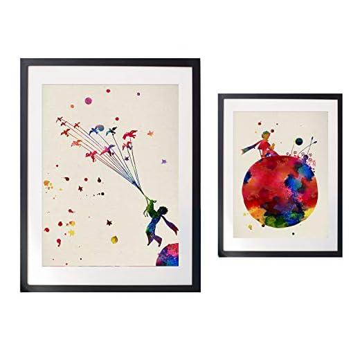 Nacnic - Set 2 Láminas Decorativas El Principito Acuarela - Posters con Explosion de Color - Impresión de Arte Mural para Habitacion Infantil