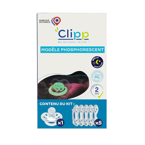 CLIPP Kit - Tétine de Sevrage Phosphorescente + 5 Collerettes pour Arrêt Progressif + Notice - Sevrage par Paliers, Facile et en Douceur - Dispositif...
