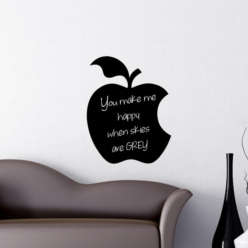 Ambiance Sticker Ardoise Tableau Noir - Stickers Muraux Adhésif Effaçable - Pomme 1 - H50 x L40 cm