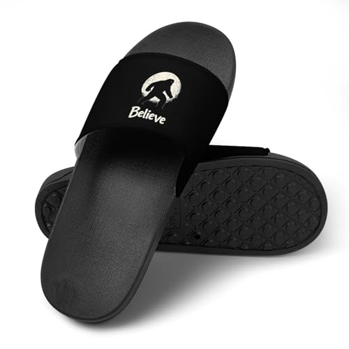 Bigfoot Moon Believe House Slippers for Women Men Lightweight Open-toe Slide Shoes for Bathroom Swimming Beach4