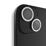 BodyGuardz Apex Camera Lens Protector Compatible with iPhone 15 Plus and iPhone 15, 9H Hardness Tempered Glass, Scratch Resistant, Easy Installation, Case Friendly - Silver Glitter