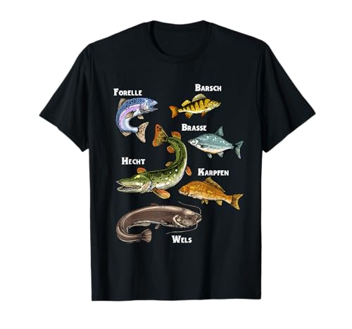 Angler Fischer Design mit Fischarten T-Shirt