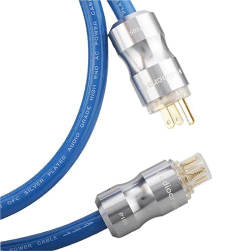 P111+105 High Power EMC Shielded AC Power Cord Silver Plated Powers Cord Cable HiFi Powers Cable for Tube amp(US Transparent,2m)