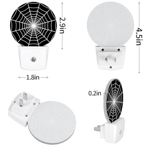 Image of Black Spider Web Plug-in Led Night Light with Auto Dusk to Dawn Sensor for Boys Girls Room Decor, Wall Lamp Nightlights for Hallway,Bedroom, Kids Room, Kitchen, Stairway, (0.5W, 2 Pack)