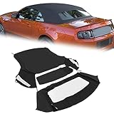 Kojem Convertible Soft Top Compatible with 1994-2004 Ford Mustang Sailcloth Vinyl Roof with Plastic Window Black Foldable