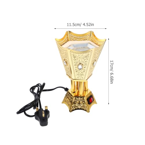 SEWACC Arabian Incense Burner Bakhoor Electric Incense Burner Desktop Plug in Metal Censer Burner for Home Office Yoga Room Decor (Golden - Image 2