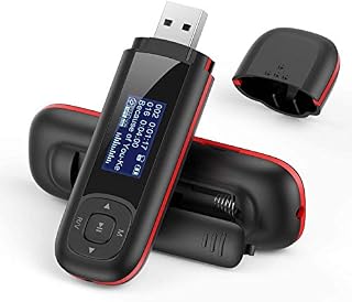 AGPTEK 8GB USB MP3 Player, Portable MP3 Music Player, USB Flash Drive with FM Radio, Voice Recorder, Supports up to 128GB, Black
