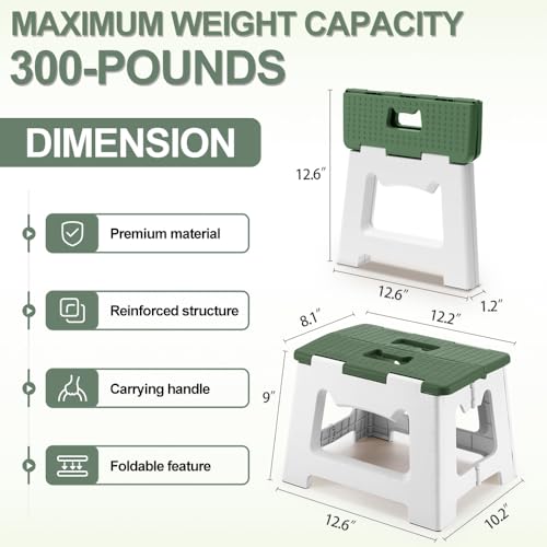 image for ZLMHYYM 9'' Folding Step Stools for Kids and Adults, Hold Up to 300 lb