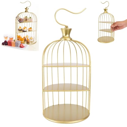 DOITOOL Birdcage Cake Stand 3 Tier Metal Dessert Display Stand for Cupcakes Snacks Cookies Fruit Wedding Party Birthday Afternoon Tea Home Decor 18.50 X 9.84 X 9.84 in