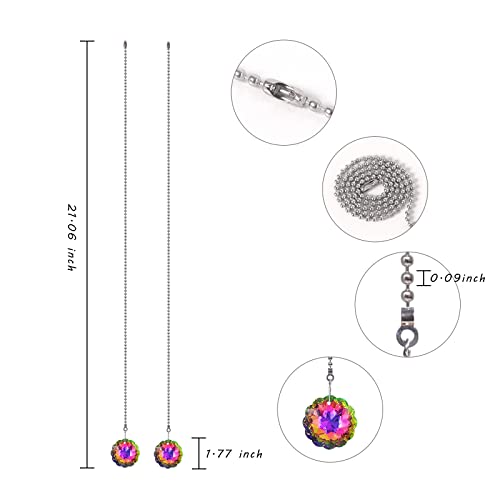 Image of 2pcs Crystal Prism Pull Chain Ceiling Light with Pull Chain Fan Pull Chains Connectors