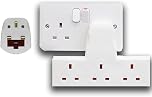 3 Way 3 Oulets& Surge protectors Plug Adapter Power Adaptor Extension UK Plug Adapter Used For Smart Phone, Refrigerator, Computer, Laptop, LED & Other Home
