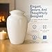 Modern Memorials Cremation Urn for Ashes - Large Urn for Man & Women - 200 Cubic Inches - Includes Velvet Storage Bag - White