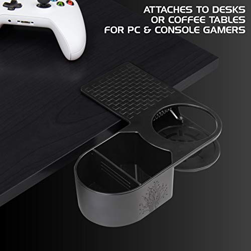 image for ENHANCE Clip On Desk Cup Holder - Desktop Organizer Clamp, Water Bottl