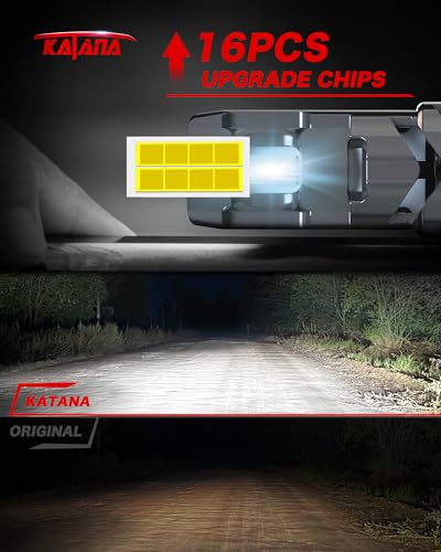 Image of Katana H7 Bulbs, No Adapter Required 1:1 Size 400% Brightness 6500K of 2 | Cooling Fan, 50,000 Hours