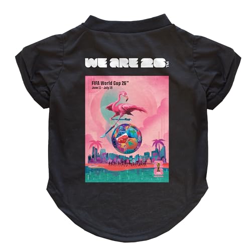 Littlearth Pet T-Shirt - Officially Licensed FIFA 2026 Miami Edition, Black, Medium by Littlearth - Used condition - US$15.87