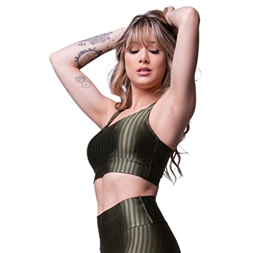 Top Fitness Bella Fiore New Zig Com Bojo Removível Academia Malhar Cor:Verde;Tamanho:M;Gênero:Femini