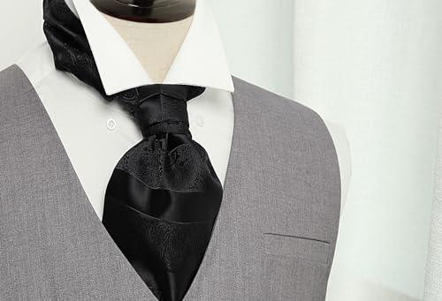 HISDERN Cravat for Men Paisley Floral Cravats Handkerchief Jacquard Wedding Ascot Tie & Pocket Square Set