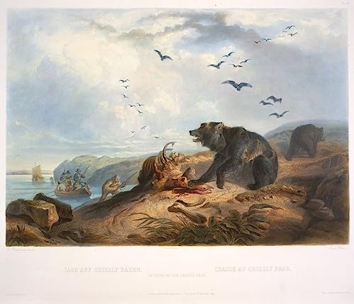 Toile Chasse au grizzli Karl Bodmer Haute Définition 60x90cm