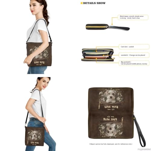 Image of Bucket Crossbody Bag Set for Women Lady, Leather Purse and Wallet Set Large Bucket Bag with Wallet