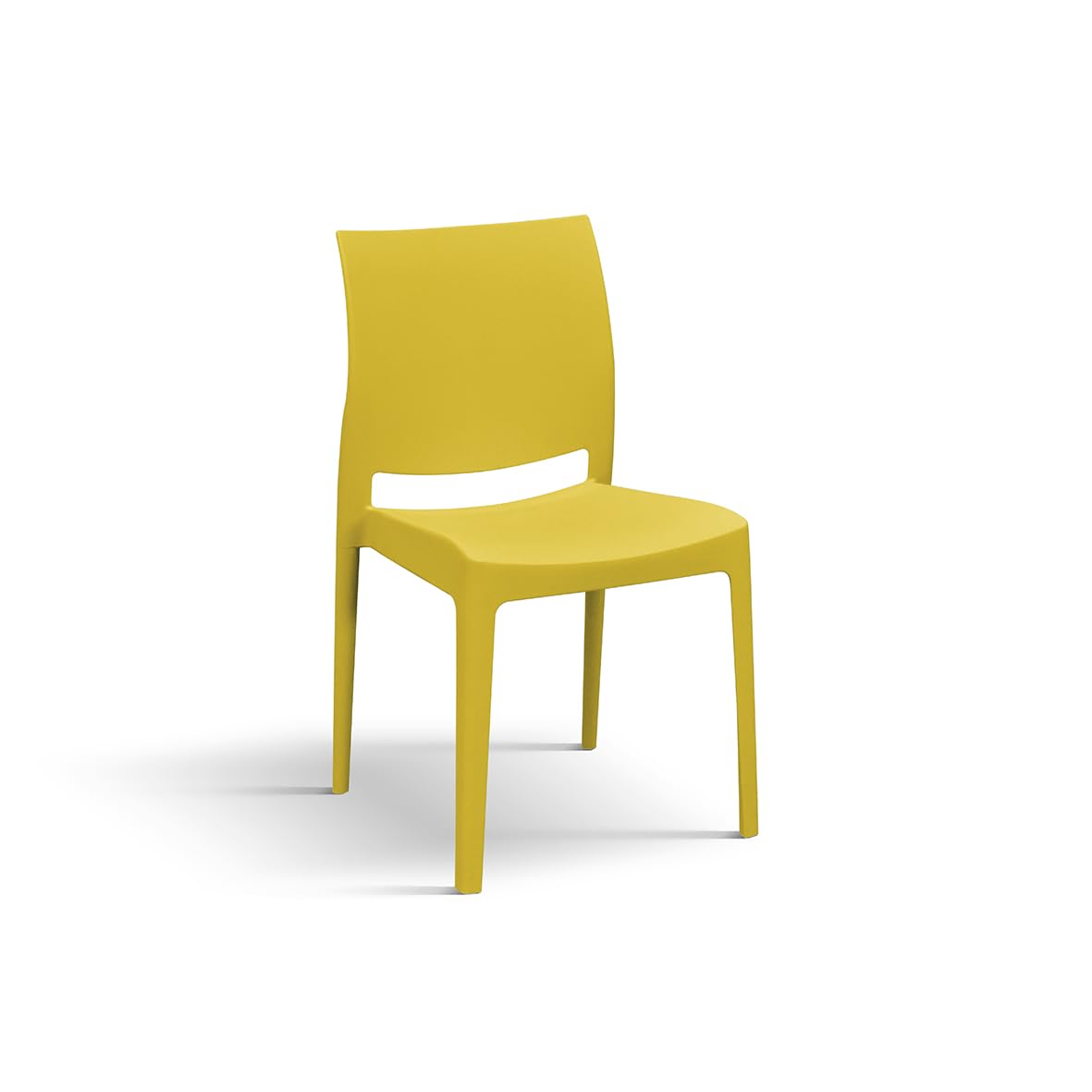 PAZZO DESIGN Chaise Alberto, Ensemble de 4 chaises, Jaune Moutarde, Polypropylène, Empilable - id_2026
