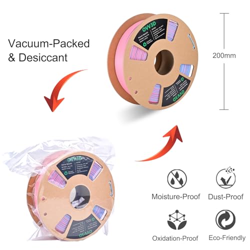 Image of OVV3D PLA Filament 1.75mm, Matte Macaron PLA 3D Printer Filament,Dual Color PLA Sky Blue and Pink, + /-0.02mm 1kg