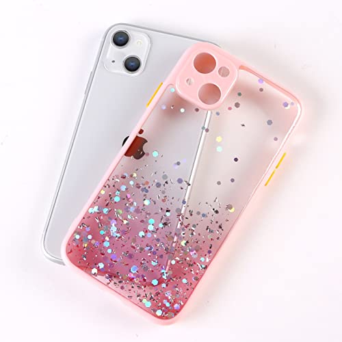 Image of VONZEE Compatible with iPhone 14 Case 6.1 inch, Non Moving Glitter Cover for Girls & Women Soft TPU Shockproof Anti Scratch Drop Protection Cover|Pink