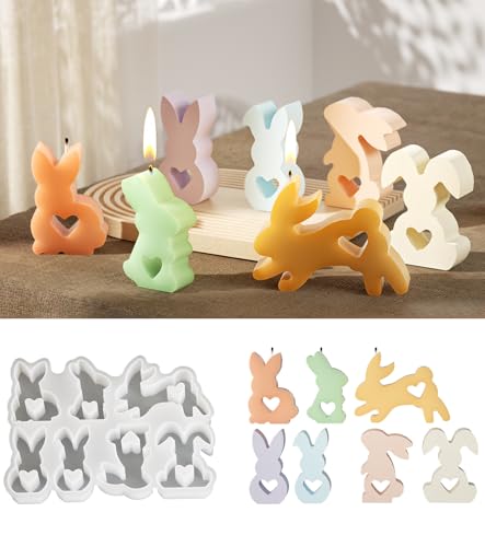 7 stampi in silicone a forma di coniglietto pasquale, per colata di coniglio, Pasqua, decorazione gesso, candele soia, artigianato fai-da-te