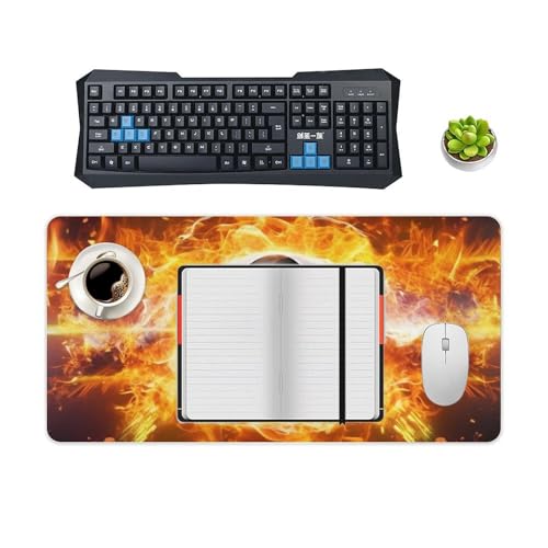 Burning Soccer Ball Desk Pad protector grande de escritorio miniatura 4