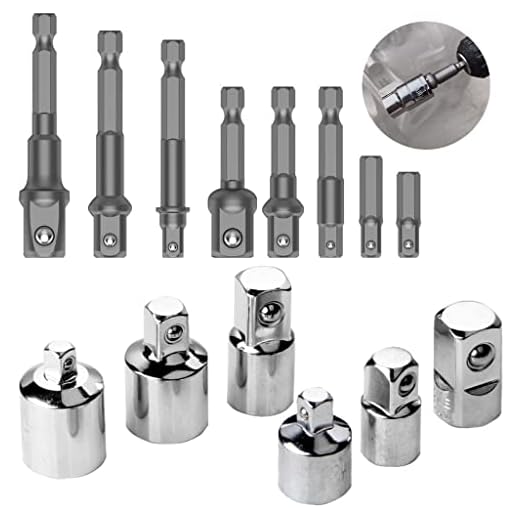 14 Stück Stecknuss Adapter Set,6 Stück Steckschlüssel Nuss + 8 Stück Steckschlüssel, Nuss Adapter für 1/4 auf 3/8 - 3/8 auf 1/4 Zoll,3/8 auf 1/2 - 1/2 auf 3/8Zoll,1/4 auf 1/2 - 1/2 auf 1/4 Zoll