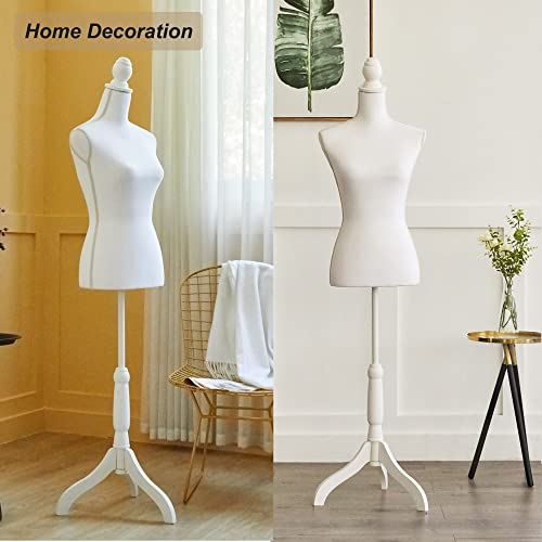 Female Mannequin Torso Dress Form Height Adjustable Pinnable Mannequin Body With Sturdy Tripod Stand For Sewing, Dressmaker, Home Decor, Jewelry & Clothing Display, White #TOP1