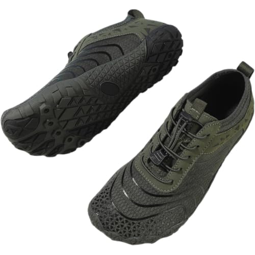 Treer Zapatos de Agua, Zapatos Deportes Acuáticos Antideslizante Barefoot Shoes Zapatillas de Minimalistas Secado Rápido Zapatillas para Exterior Interior (T12 Verde Oscuro,40)